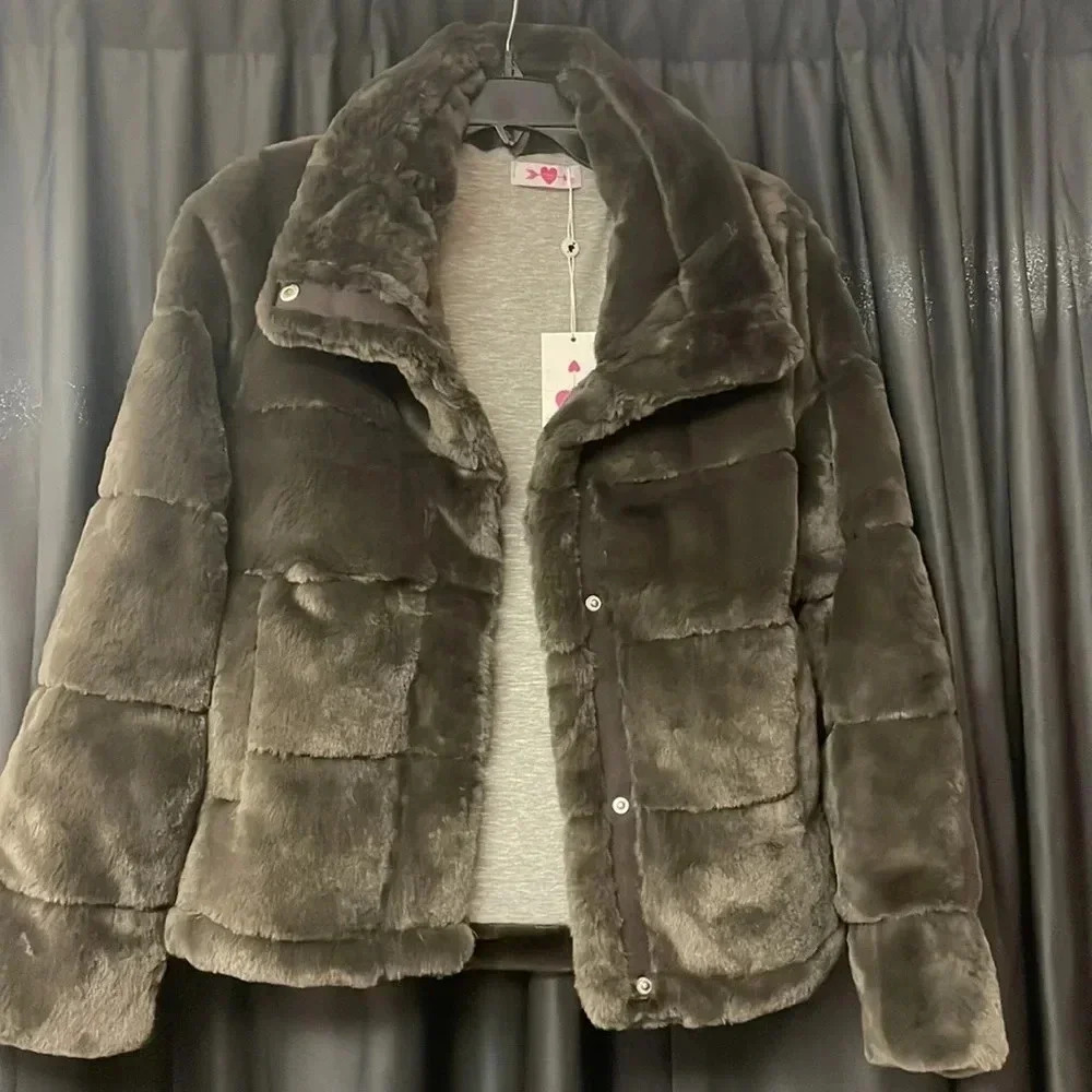 Chocolate Charlie Faux Mink Coat S